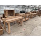 A LARGE ASSORTMENT OF WOODEN WORK BERNCHES *PLEASE NOTE FULL VAT ON THIS ITEM*