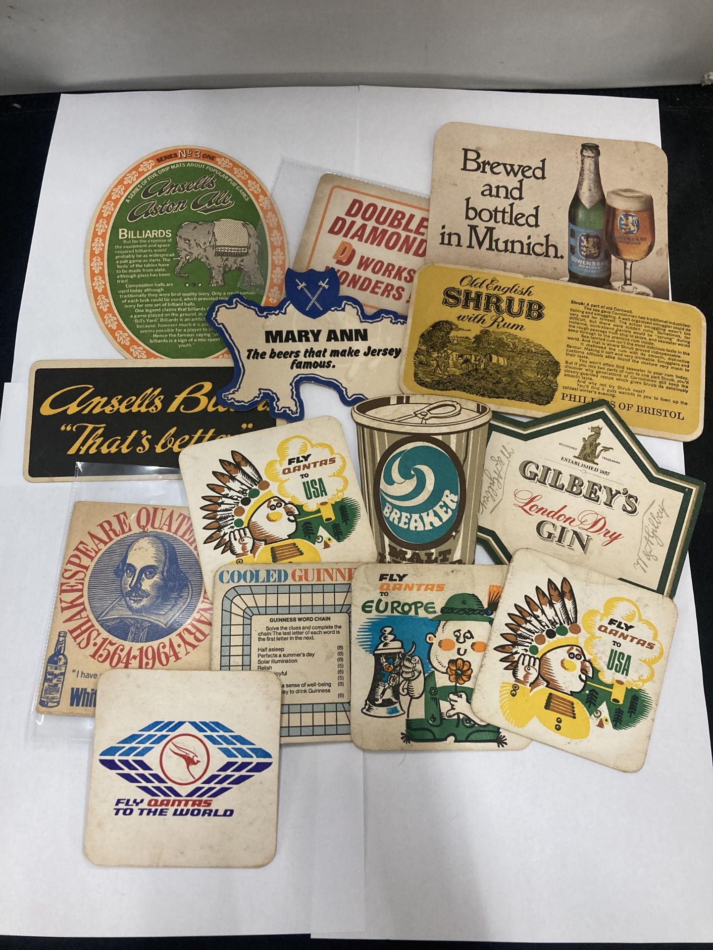 A QUANTITY OF VINTAGE BEER MATS TO INCLUDE AIRLINES