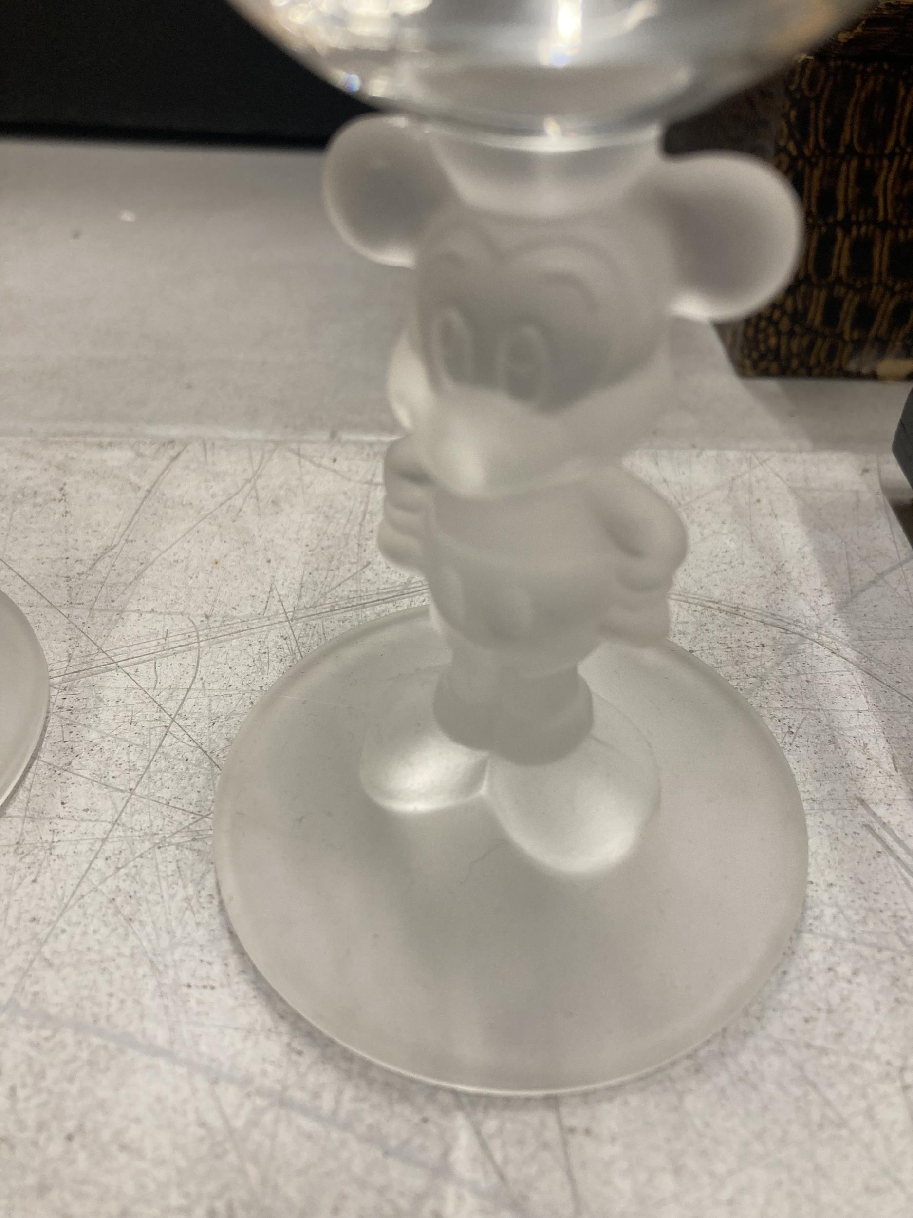 TWO FROSTED GLASS DISNEY MICKEY & MINNIE HOUSE DESIGN GLASSES - Image 2 of 3