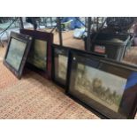 TWO PAIRS OF COLOUR PRINTS OF LANDSCAPES SCENES AND COACHING SCENE, FRAMED AND GLAZED