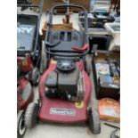 A MOUNTFIELD PETROL ENGINE LAWN MOWER WITH GRASS BOX