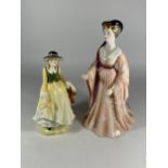 TWO CERAMIC LADY FIGURES TO INCLUDE A COALPORT HOUSE OF LANCASTER & ELEGANCE (A/F)