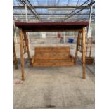 AN AS NEW EX DISPLAY CHARLES TAYLOR THREE SEATER SWING SEAT BENCH WITH CANOPY *PLEASE NOTE VAT TO BE