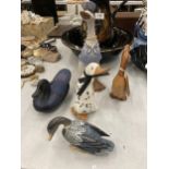 A COLLECTION OF WOODEN DUCKS TO INCLUDE A TRINKET BOX