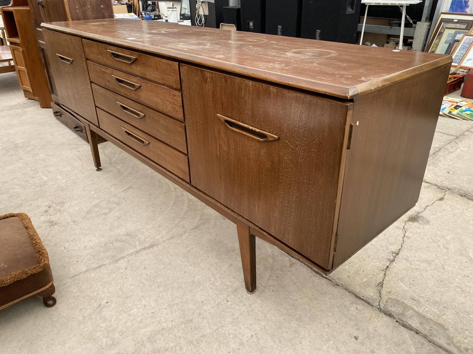 A RETRO TEAK 'JENTIQUE FURNITURE' SIDEBOARD ENCLOSING FOUR DRAWERS AND TWO CUPBOARDS, 72" WIDE - Image 2 of 4