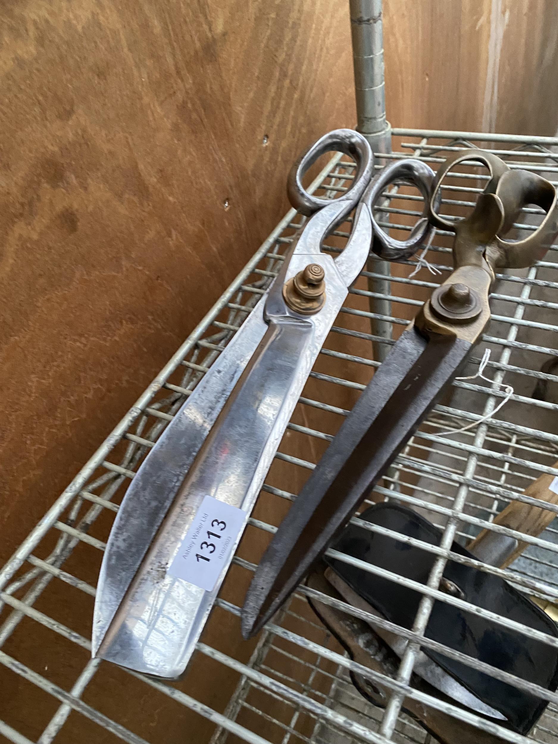 TWO PAIRS OF EXTREMELY LARGE SCISSORS