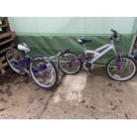 A CHILDS BARRACUDA BIKE AND AFURTHER CHIDS BIKE LACKING HANDLEBARS