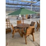 AN AS NEW EX DISPLAY CHARLES TAYLOR PATIO FURNITURE SET CROMPRISING OF A ROUND TABLE, FOUR CHAIRS