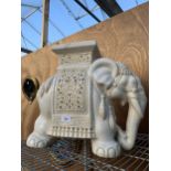 A CERAMIC ELEPHANT JARDANAIRE STAND