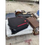 AN ASSORTMENT OF HOUSEHOLD CLEARANCE ITEMS TO INCLUDECERAMICS AND SUITCASES ETC