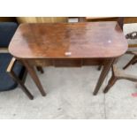 A 19TH CENTURY MAHOGANY AND INLAID SIDE TABLE WITH SINGLE DRAWER, STAMPED 'R.BRADLEY, WARRINGTON',