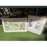 A PENCIL SKETCH OF A LADY SIGNED A OGILVY PLUS AN ABSTACT SIGNED ALICE OGILVY