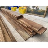 TWELVE LENGTHS OF IROKO HARDWOOD TIMBER LENGTH: BETWEEN 12FT AND 15FT WIDTH: BETWEEN 6.5" AND 16"