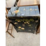 A MODERN TWO DOOR CABINET WITH CHINOISERIE DECORATION, 22" WIDE