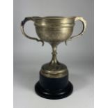 A GEORGE V SILVER TWIN HANDLED TROPHY CUP, MANCHESTER & LIVERPOOL PRESS CLUB, HALLMARKS FOR