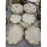 A QUANTITY OF VINTAGE GRINDLEY 'CREAM PETAL DINNERWARE TO INCLUDE SERVING TUREENS, VARIOUS SIZES