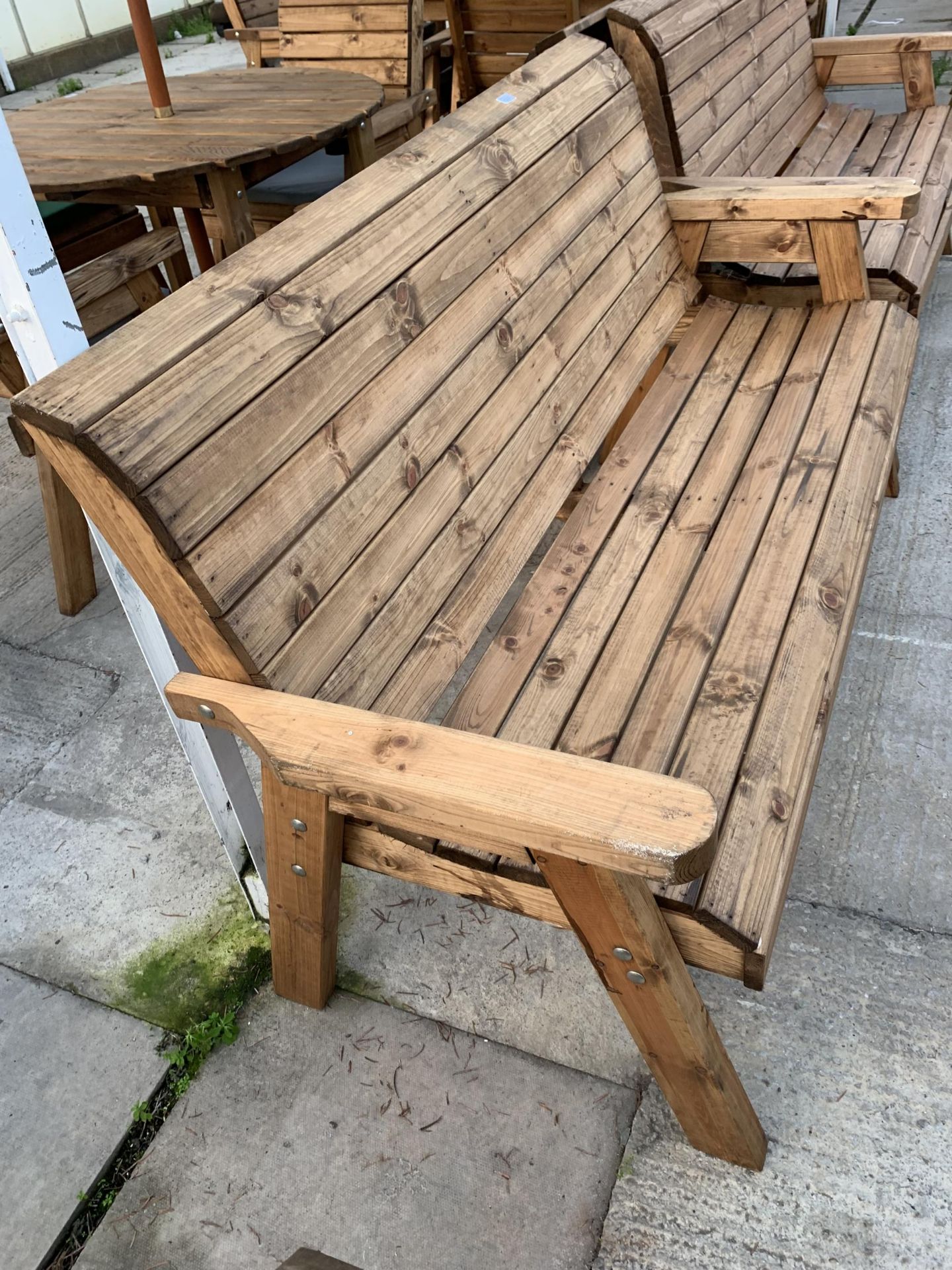 AN EX DISPLAY CHARLES TAYLOR THREE SEATER GARDEN BENCH (ONE SLAT NEEDS REATTATCHING) *PLEASE NOTE - Image 2 of 2