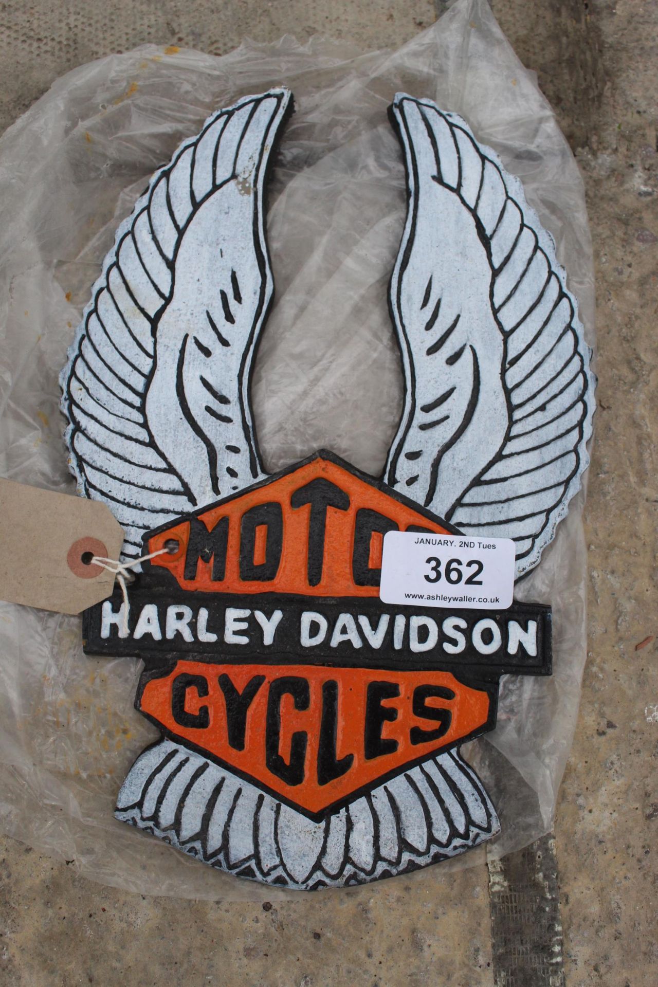 A CAST 'HARLEY DAVIDSON MOTOR CYCLES' SIGN NO VAT