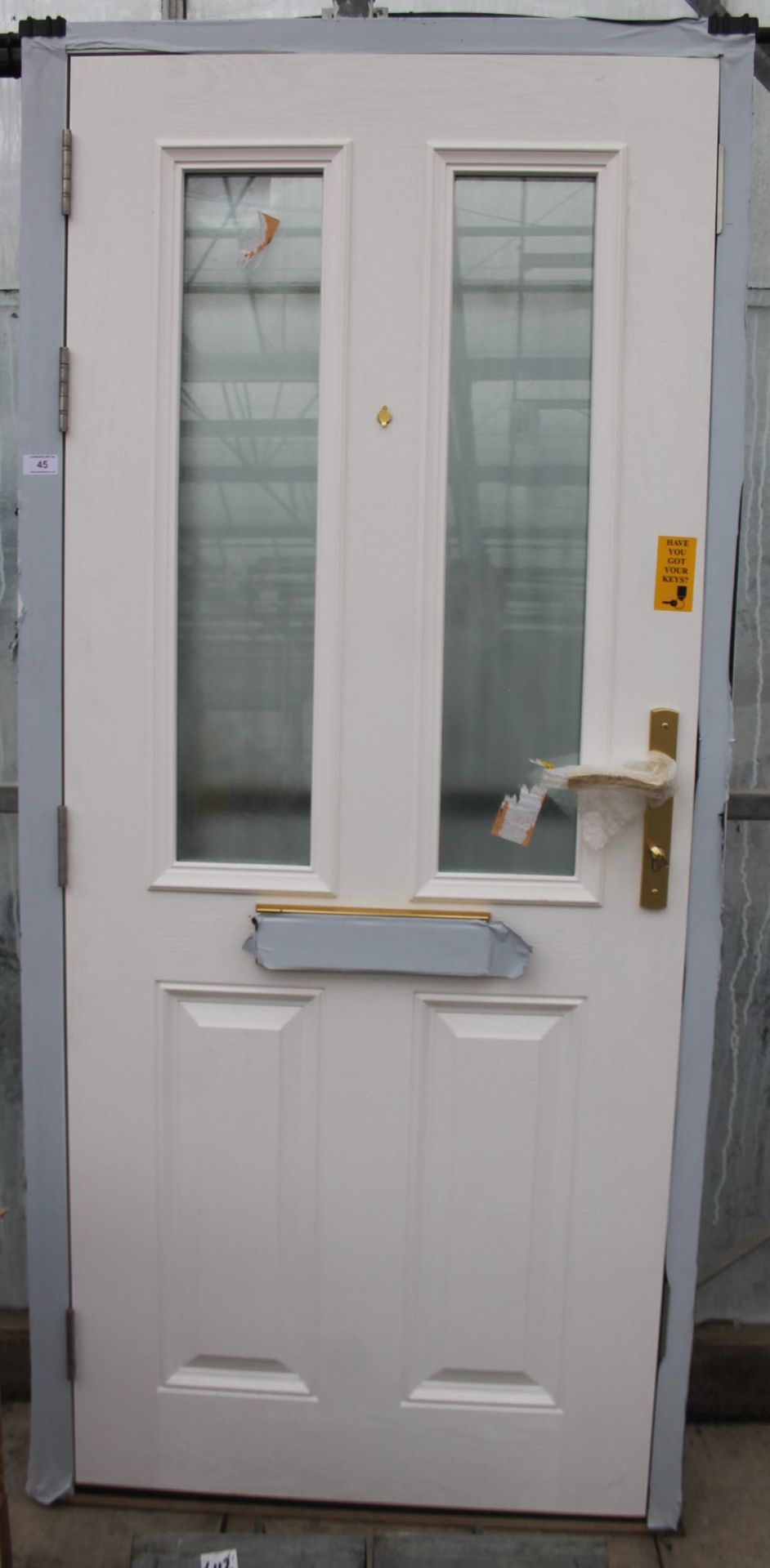 A NEW WHITE COMPOSITE DOOR AND FRAME 925MM X 2035 MM 3 KEYS NO VAT