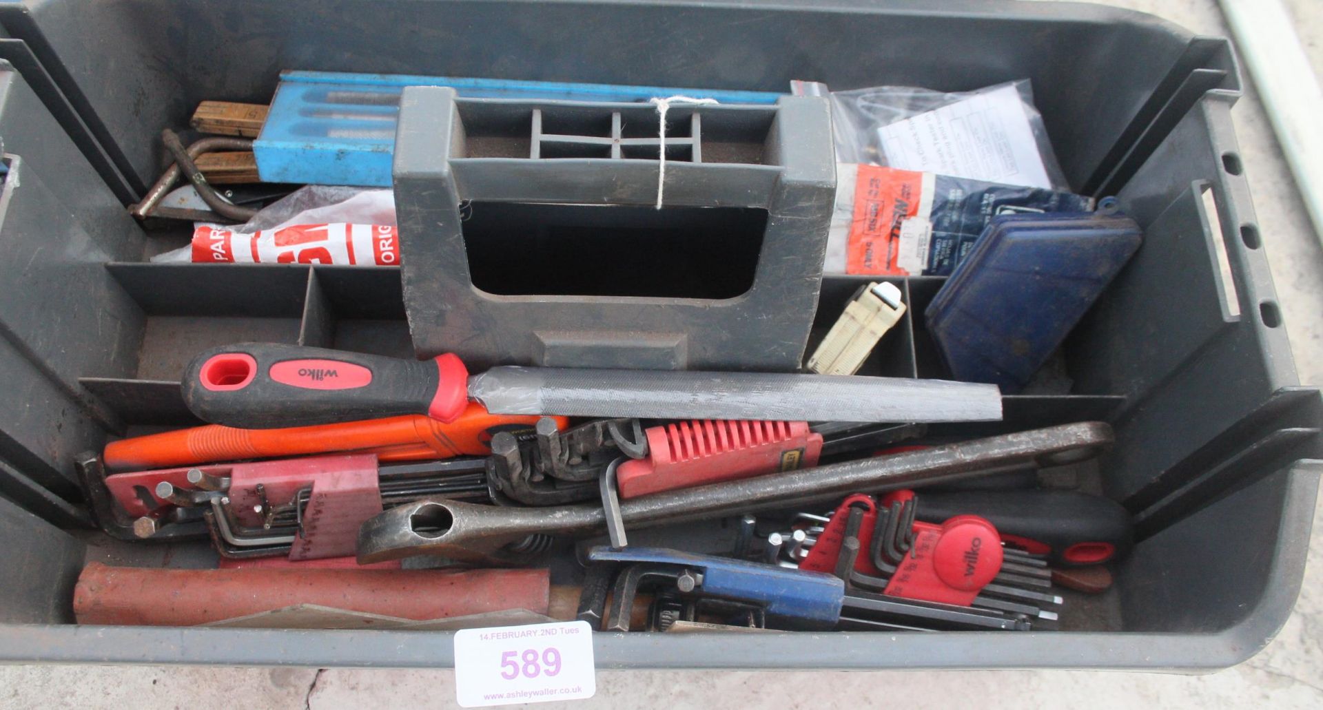 TOOL TRAY WITH AN ASSORTMENT OF GAUGES AND WRENCH + VAT