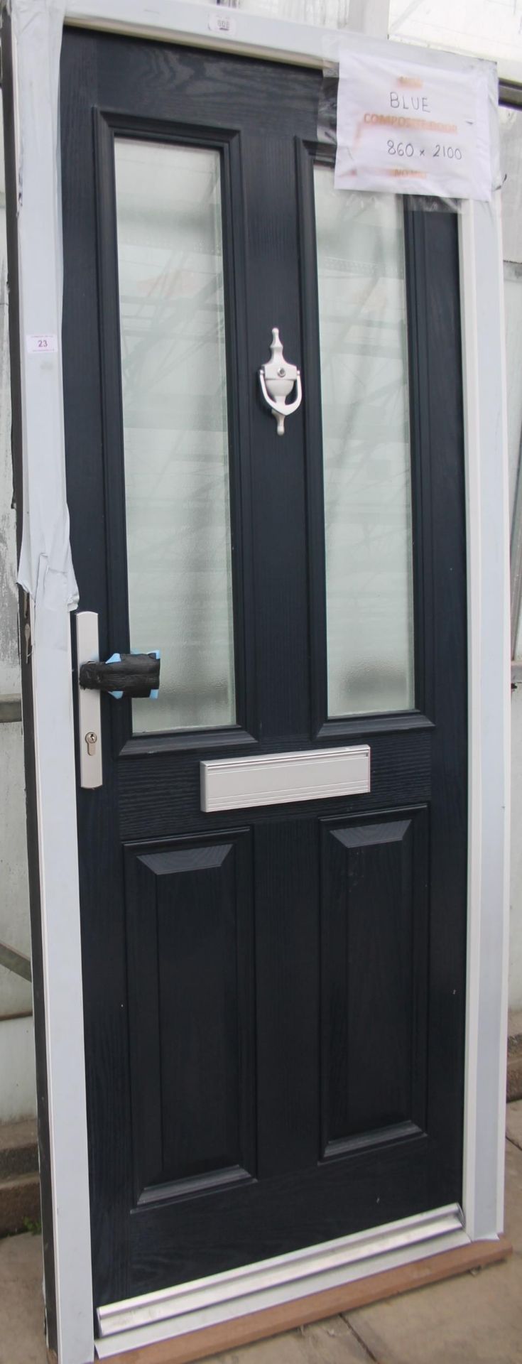 A NEW BLUE COMPOSITE DOOR & FRAME 860MM X 2100MM LOCK & KEY IN THE LETTER BOX NO VAT