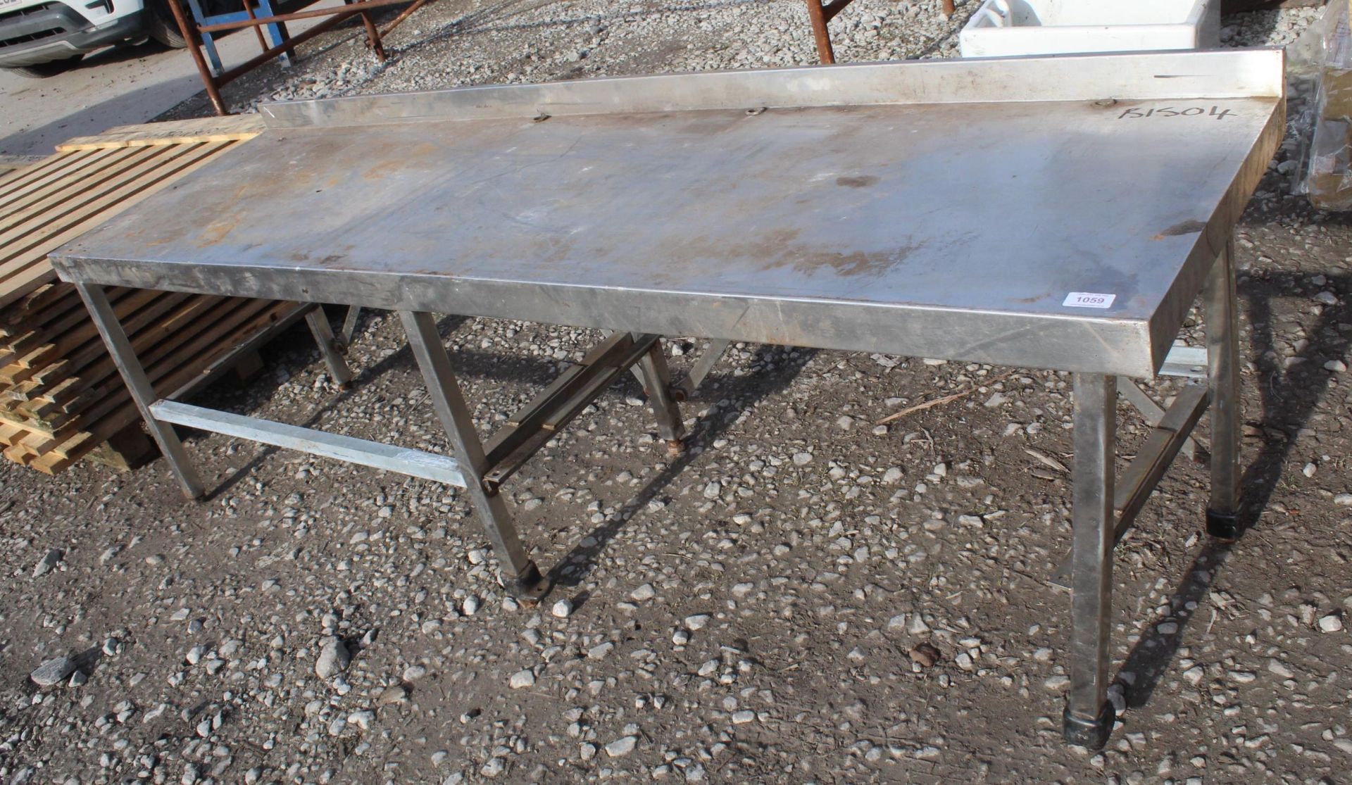 STAINLESS STEEL BENCH 7ft WIDE NO VAT