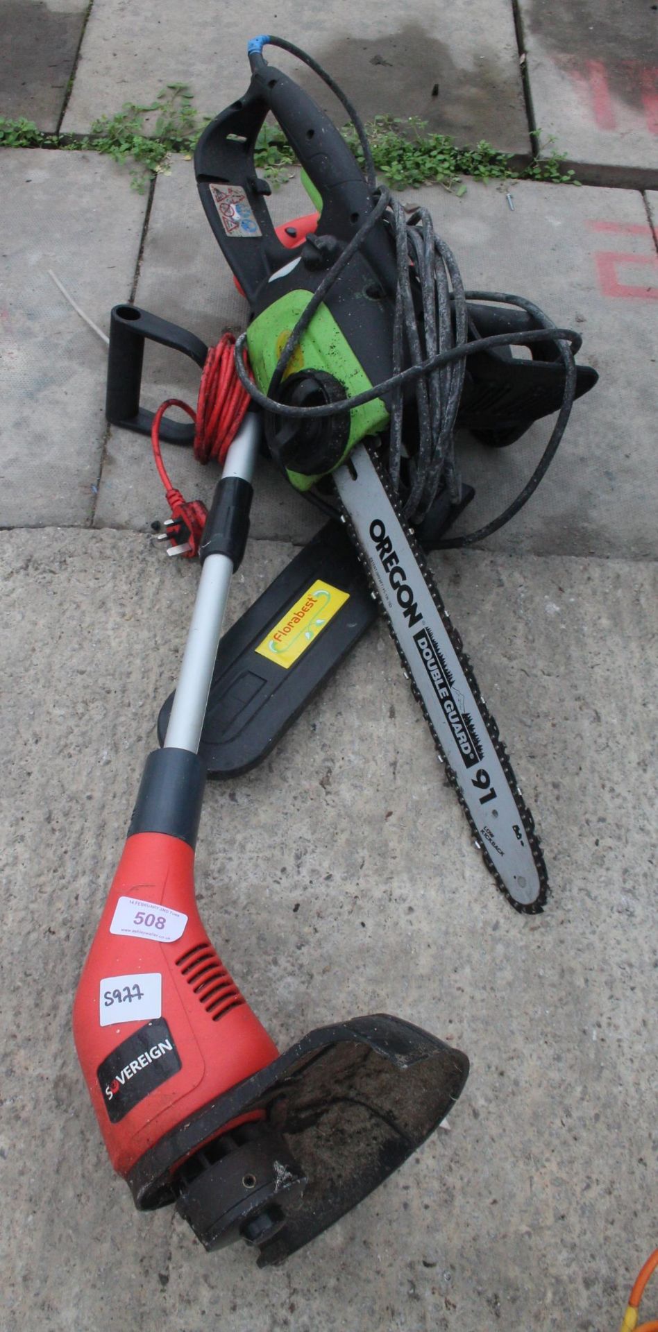 A OROGON ELECTRIC CHAIN SAW AND STRIMMER NO VAT