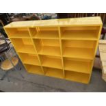 TWELVE DIVISION SET PIGEONHOLE STORAGE IN VIVID YELLOW, 58" WIDE, 10.5" DEEP AND 48" HIGH