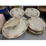A QUANTITY OF VINTAGE GRINDLEY 'CREAM PETAL DINNERWARE TO INCLUDE SERVING TUREENS, VARIOUS SIZES