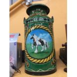 A HANDPAINTED GYPSY MILK CHURN IN THE 'APPLEBY STALLION' DESIGN HEIGHT 72CM SIGNED