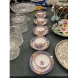 FIVE VINTAGE CHINA CUPS AND SAUCERS