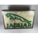 A JAGUAR ILLUMINATED BOX SIGN, 33 X 52 X 10CM