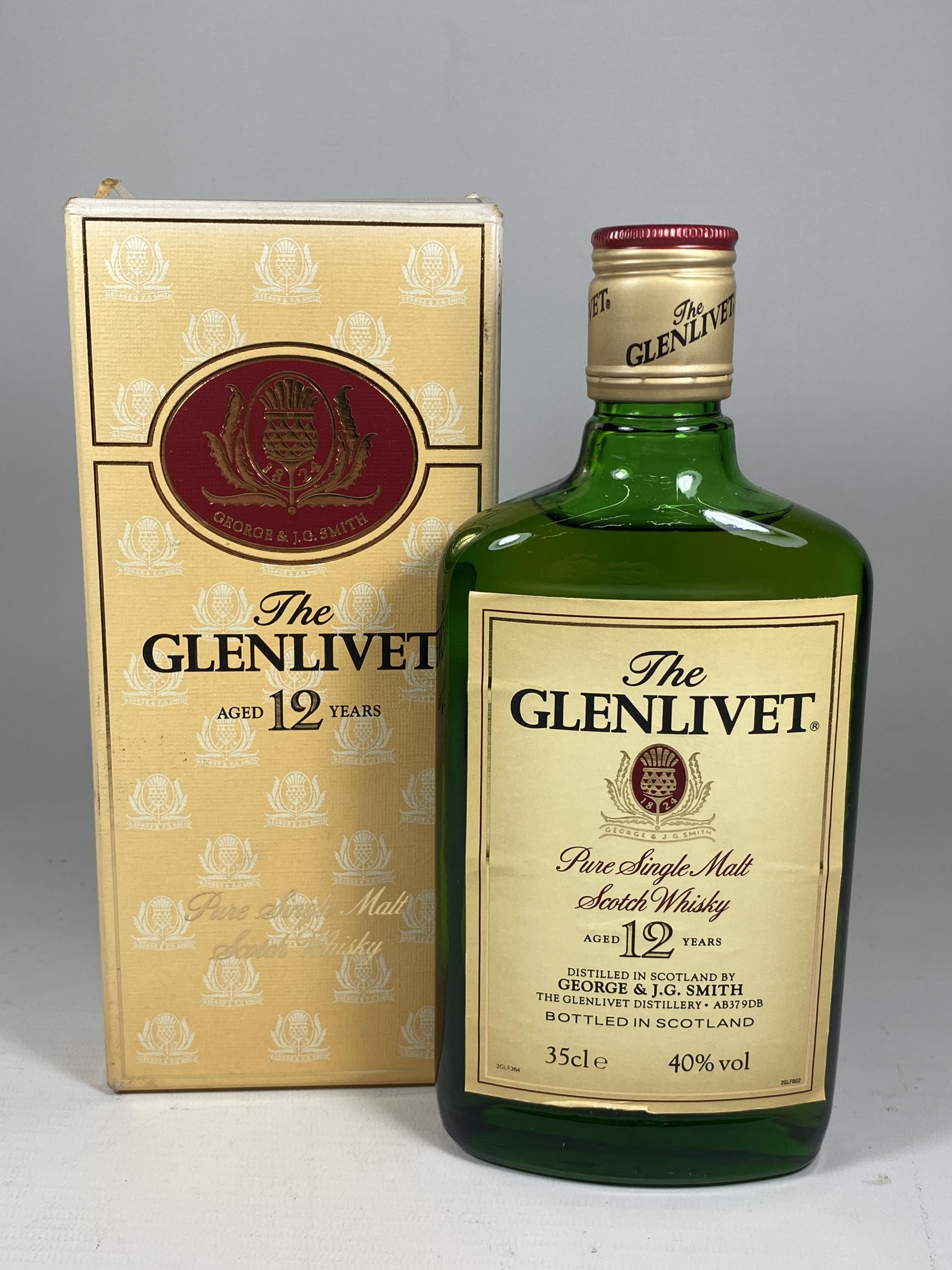 1 X BOXED 35CL BOTTLE - 1980/1990'S THE GLENLIVET 12 YEAR OLD PURE SINGLE MALT SCOTCH WHISKY