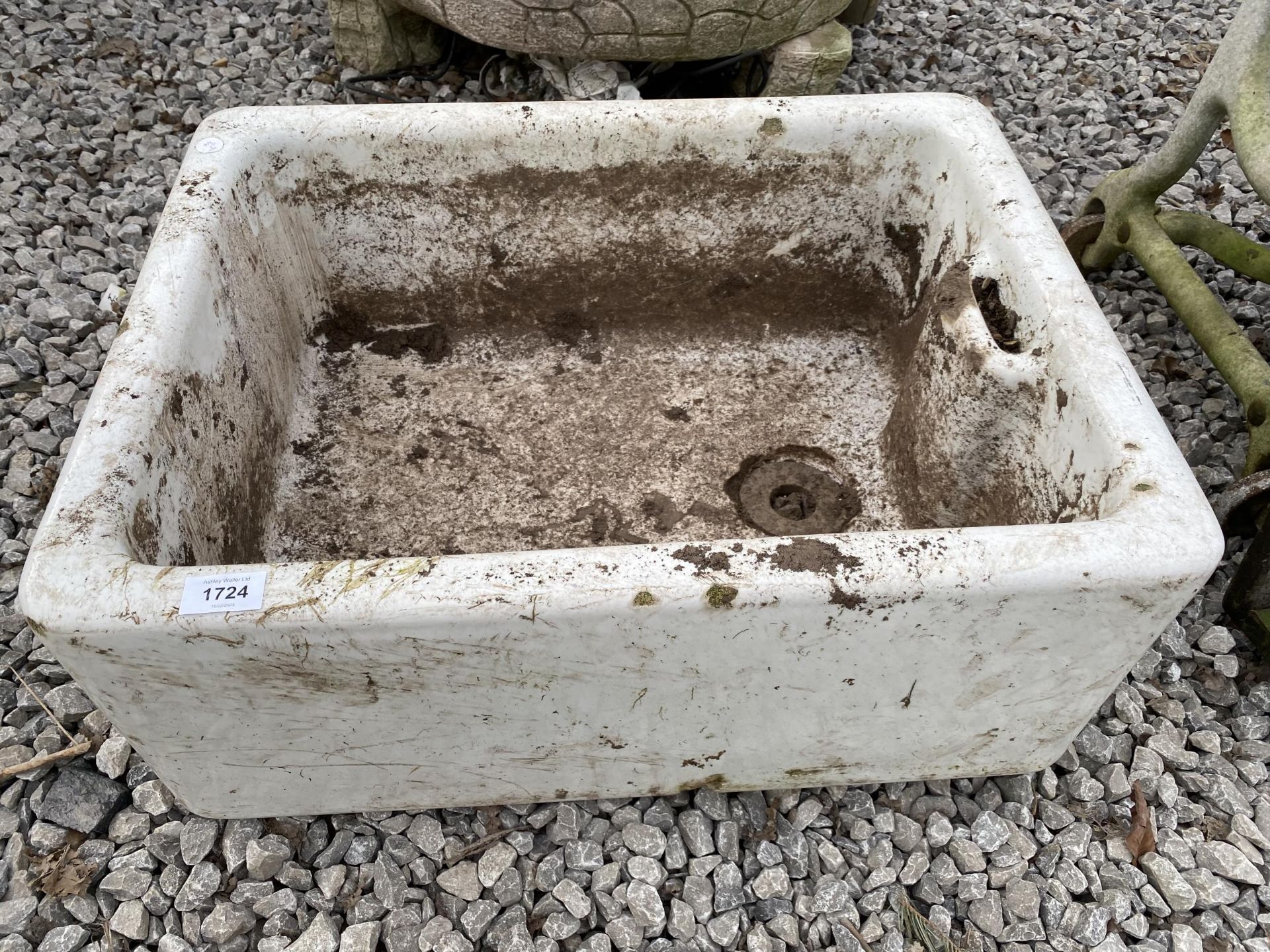 A WHITE BELFAST SINK PLANTER