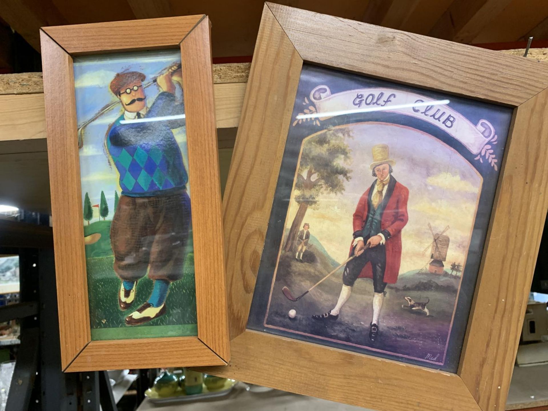 TWO FRAMED GOLF RELATED PRINTS