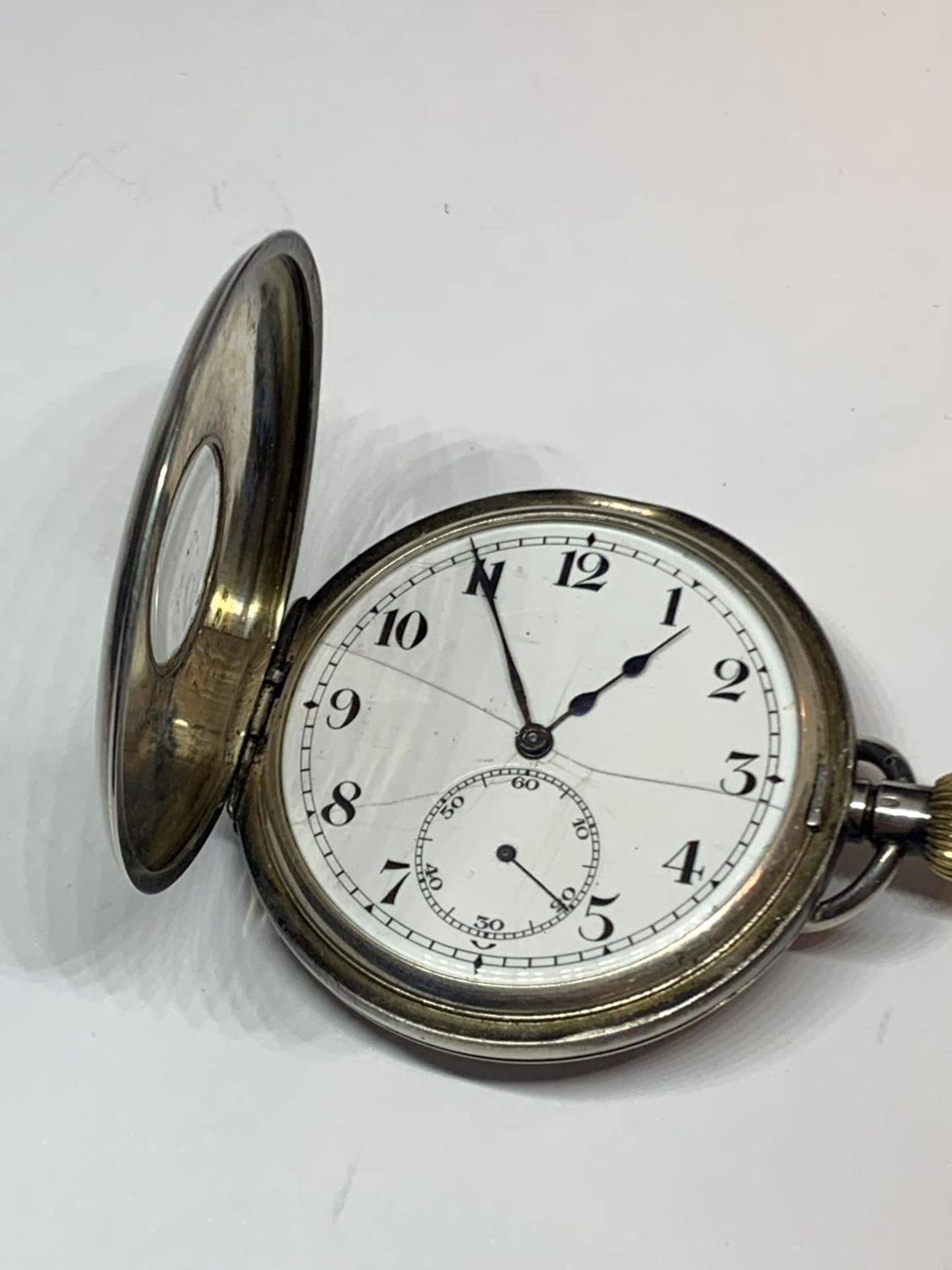 A CONTINENTAL SILVER HALF HUNTER POCKET WATCH - Image 2 of 4