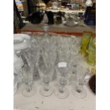 A MIXED LOT OF CUT GLASS DRINKING GLASSES