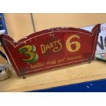 A VINTAGE DOUBLE SIDED WOODEN FAIRGROUND SIDE 55CM X 24CM