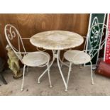 A METAL BISTRO SET COMPRISING OF A ROUND TABLE AND TWO CHAIRS