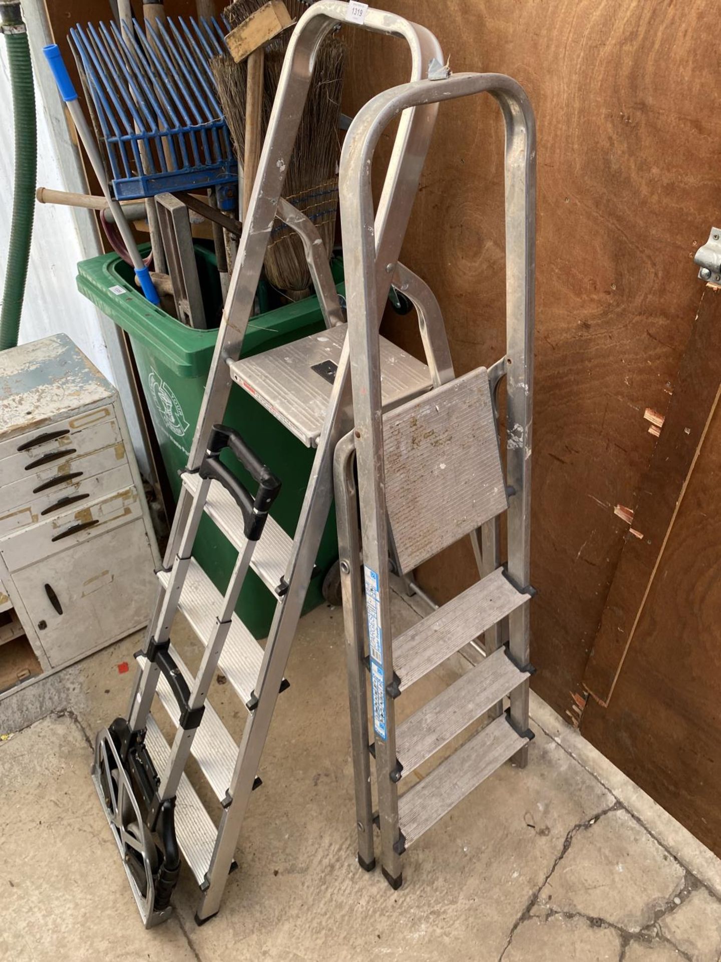 TWO ALUMINIUM STEP LADDERS AND A FOLDING SACK TRUCK - Image 2 of 2