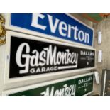 AN ILLUMINATED 'GAS MONKEY' SIGN WITH ADAPTER BUT NO PLUG