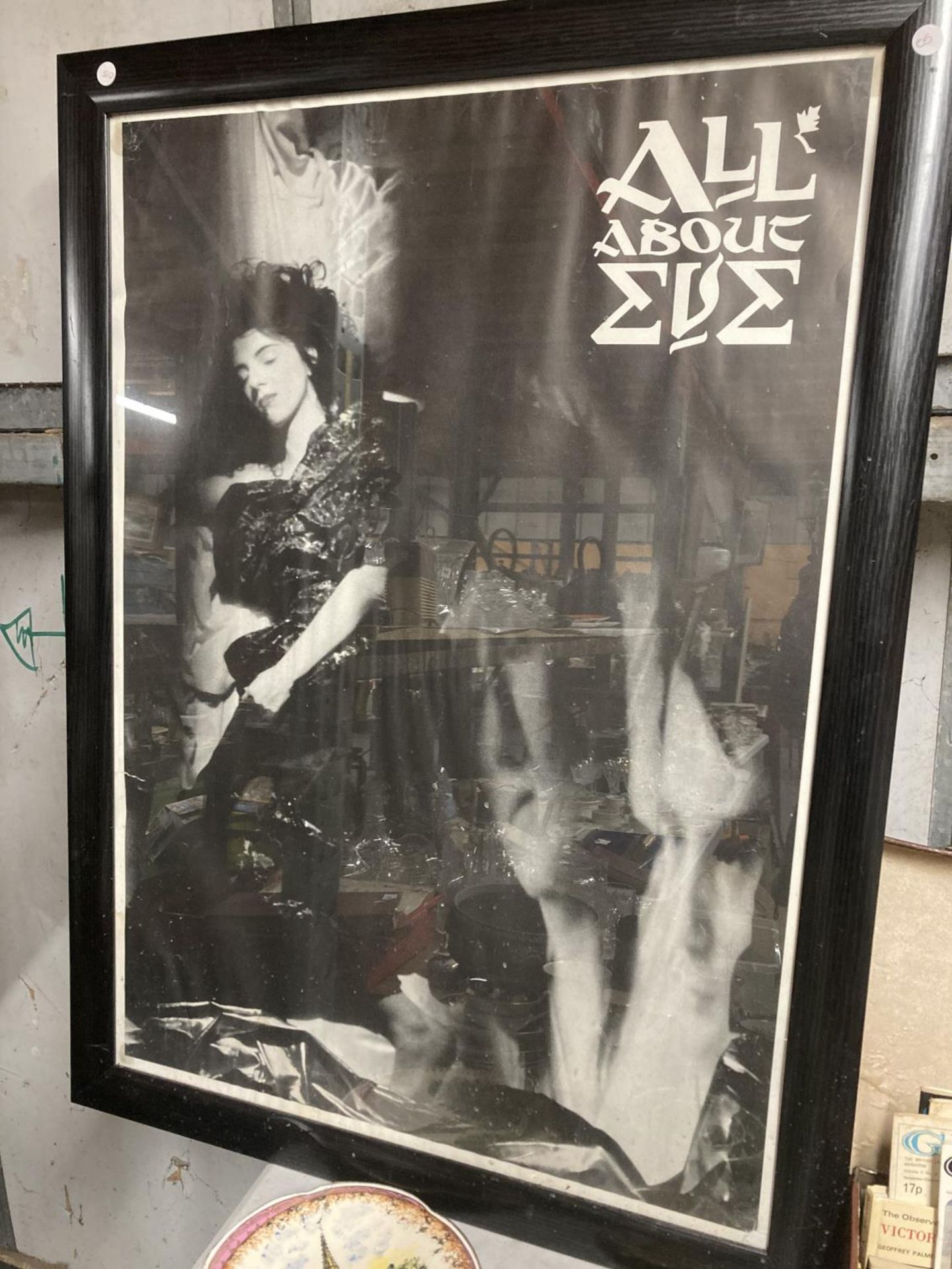 A LARGE FRAMED PROMOTION POSTER FOR POP GROUP 'ALL ABOUT EVE'