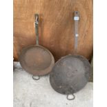 TWO LARGE VINTAGE CAST IRON FRYING PANS