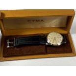 A VINTAGE CYMA CYMAFLEX GENTS WATCH WITH ORIGINAL BOX