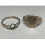 TWO 9 CARAT GOLD RINGS GROSS WEIGHT 4.83 GRAMS