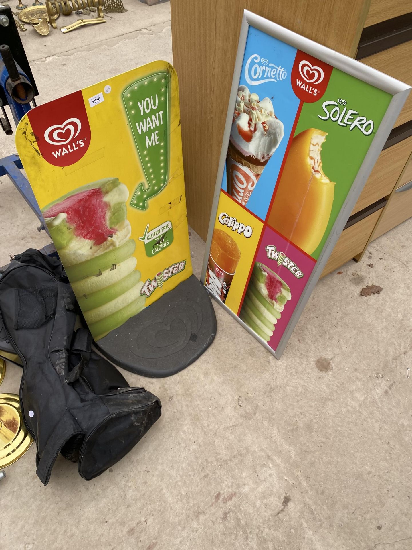 A METAL WALLS ICE CREAM SIGN AND A FURTHER ICE CREAM SIGN