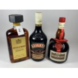 3 X BOTTLES - AMARETTO, BAILEYS HAZELNUT & GRAND MARNIER