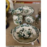 A GROUP OF FOUR MASONS IRONSTONE CHARTREUSE PATTERN CERAMICS