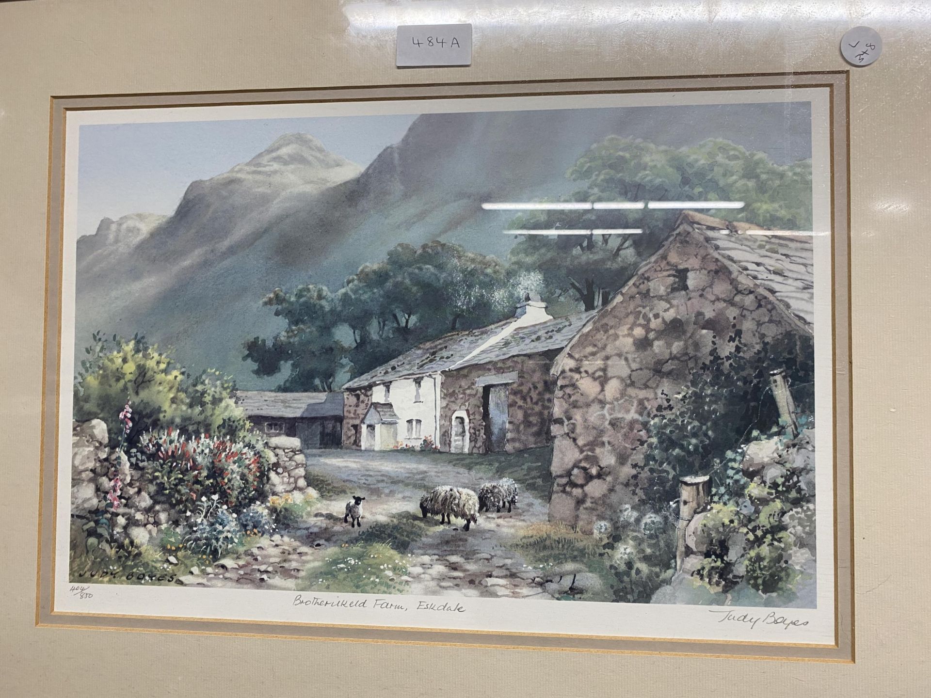 TWO LARGE GILT FRAMED JUDY BOYES PENCIL SIGNED PRINTS OF COUNTRYSIDE SCENES - Image 2 of 4