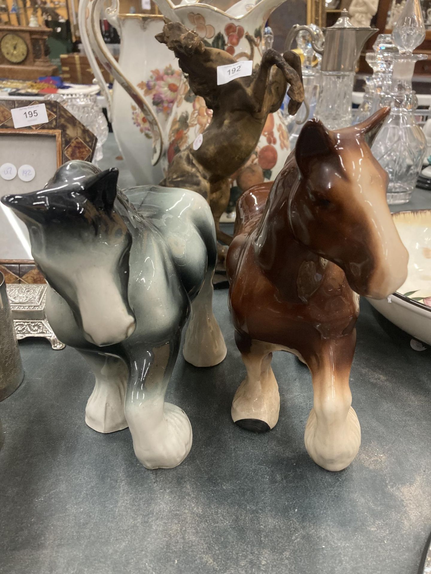 TWO CERAMIC SHIRE HORSES HEIGHT 23CM - Image 3 of 3